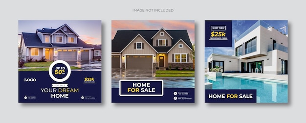 Social media post template flat and minimalist real estate sale banner template For Home sales