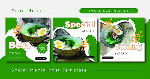 Social media post template flyers for menu Premium Vector