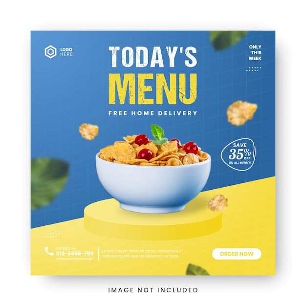 Social media post template for food menu promotion banner frame