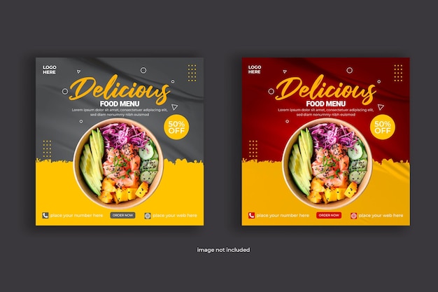 Social media post template for food promotion banner template design concept