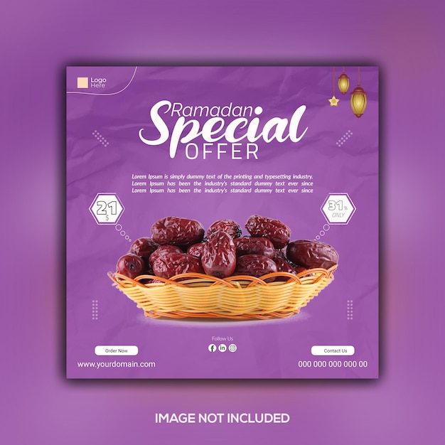 Social Media Post Template Or Instagram post banner Template Ramadan Special Banner