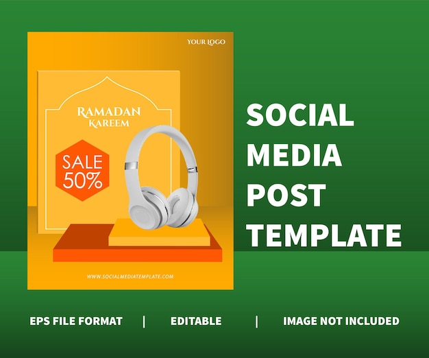 Social media post template minimalist ramadan kareem design