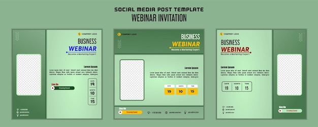 Social media post template modern design for digital marketing online or webinar invitation template