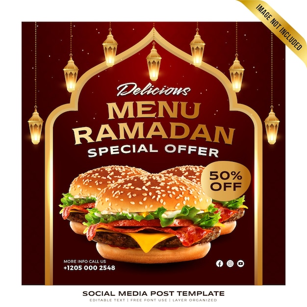 Social media post template for promotion ramadan season Premium Vector