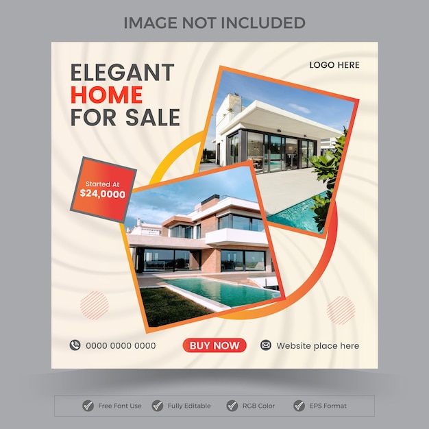 Social media post template for real estate and apartment promotion