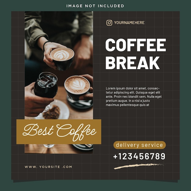 Social media post template for restaurant food menu premium coffee