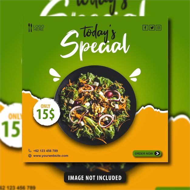 Social media post template for restaurant food menu special