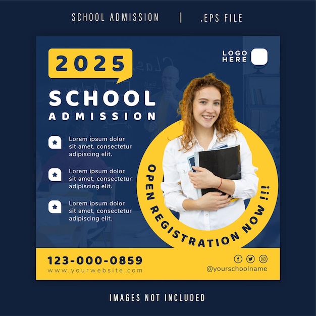 Social Media Post Template For School Admission New Students