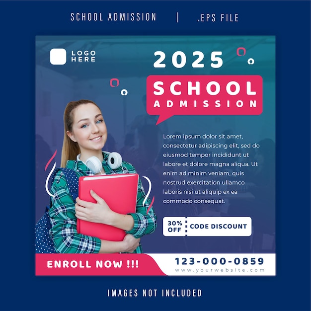 Social Media Post Template For School Admission Open Registration New Students