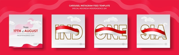 Social media post template special Indonesian independence day premium vector design