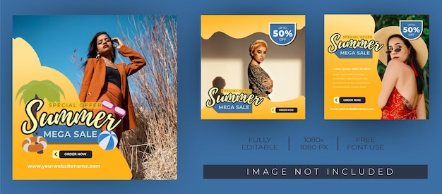 Social media post template for Summer sale day. Modern and Unique