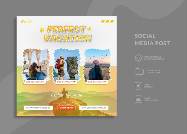 social media post template vacation package