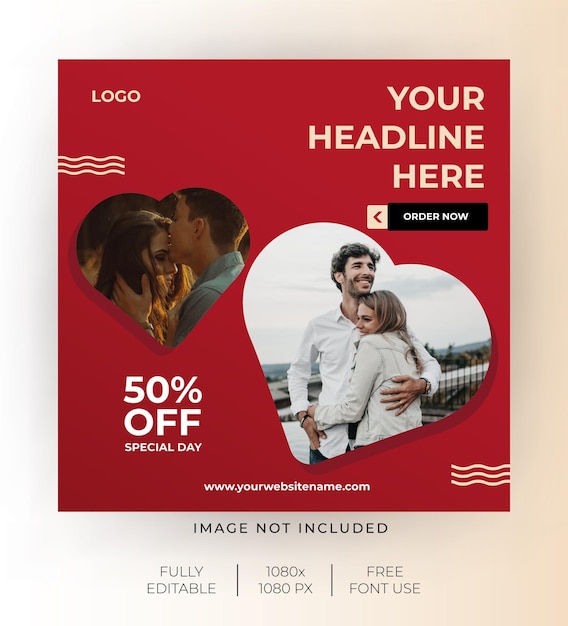 Social media post template for valentine's day Vector Template