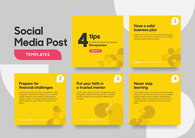 Social media post template with geometric shape