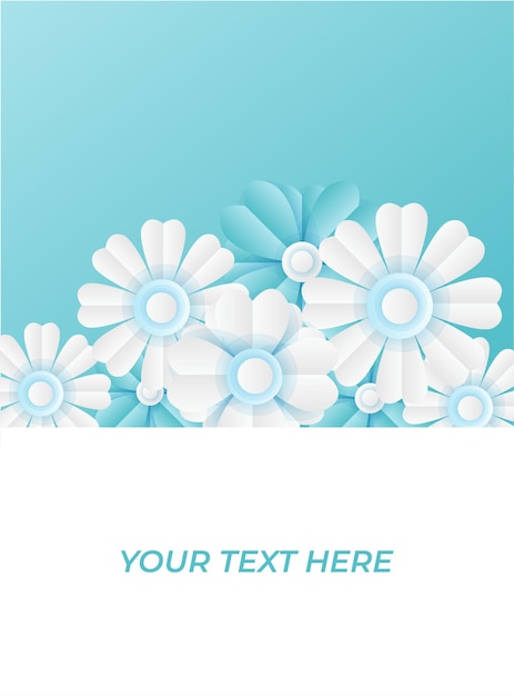 Social media post template with paper cut fresh blue flower decoration. Modern dynamic instagram post template