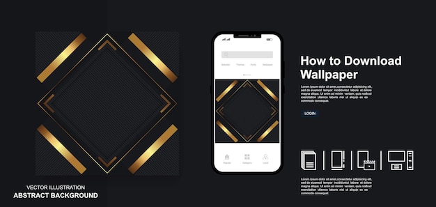 Vector social media post templates black dop and golden lines luxury modern abstract background