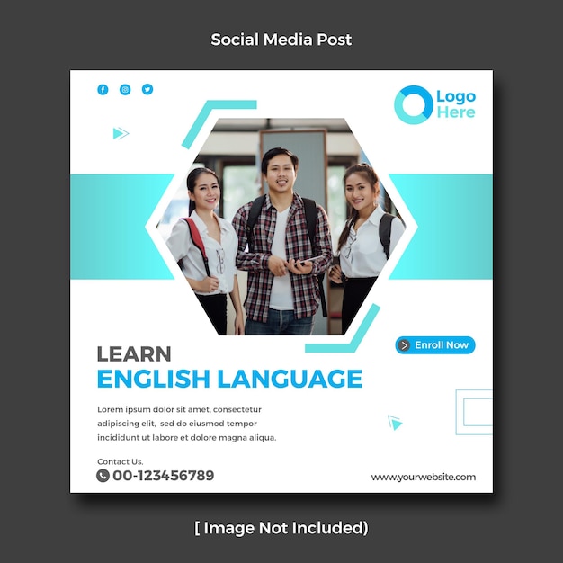 A social media post that is open to a page that says'learn english language '