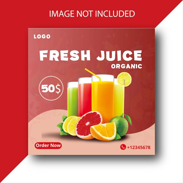 Vector social media posts banners designs for fresh organic fruits juice