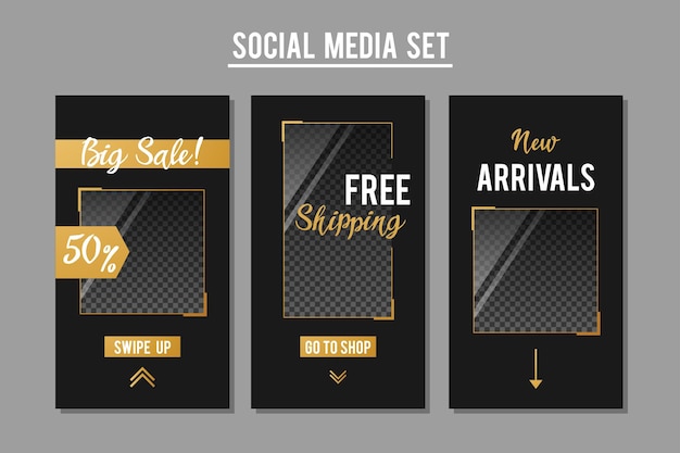 Social media promotion banners set Vector graphic design templates