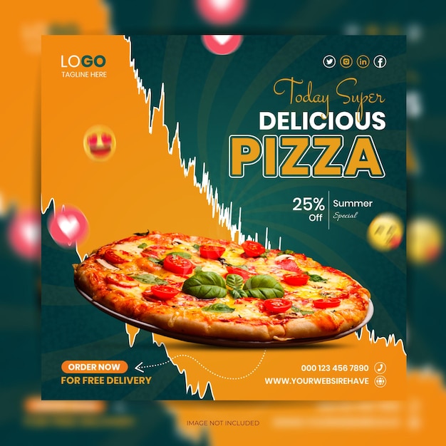 Social media promotion food post design template premium vector