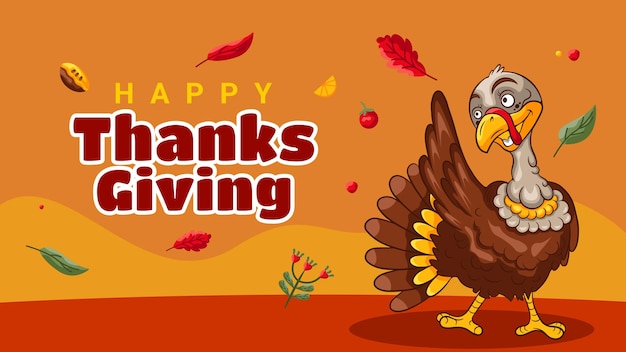 Social media reality banner thanksgiving day event hand drawn illustration concept