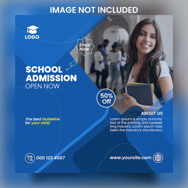 Social media school admission post design template