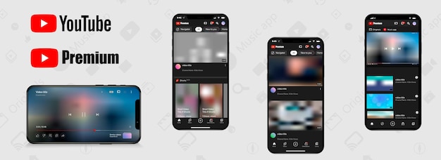 Social media screen template mobile video player Mockup phone video player app ui Blogging