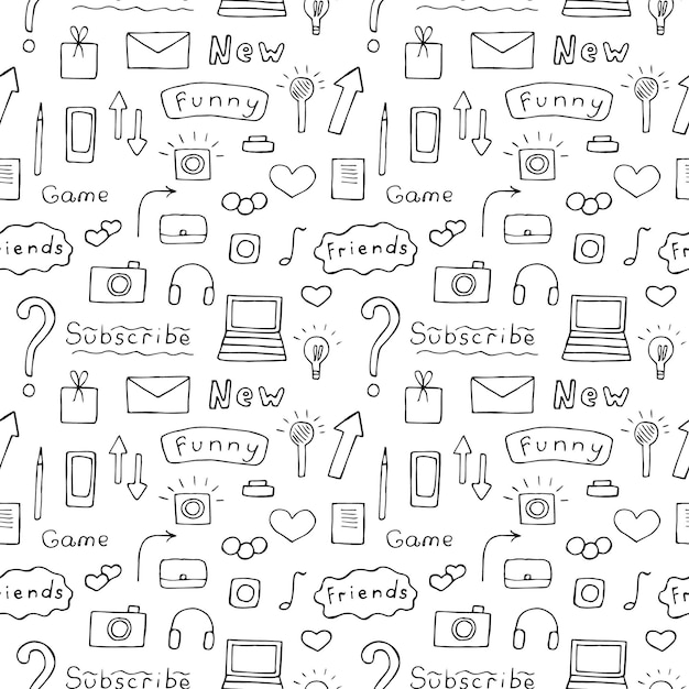 Social media seamless pattern vector illustration hand drawing sketch