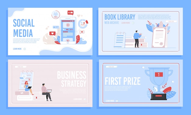 Social media services illustration collection