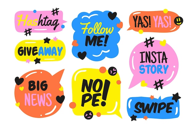 Social media slang bubble set concept