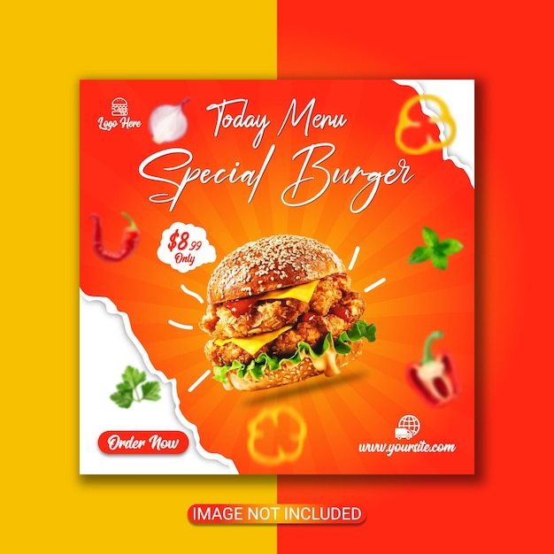 Social media special food menu promotion  Instagram banner post flyer design template Premium vector