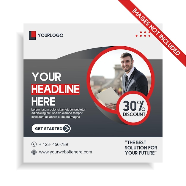 social media square banner headline template with modern design