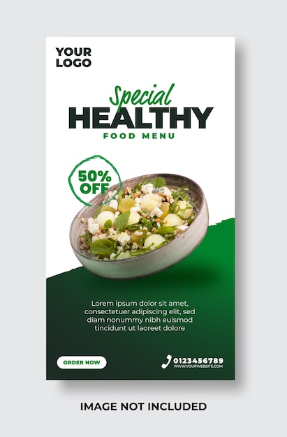 Social media stories design template for healthy food restaurant