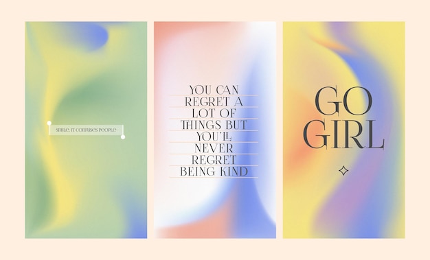 Social media story gradient aesthetic quotes template collection