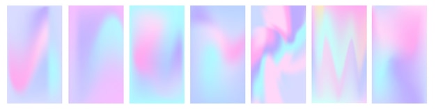 Social media story holographic blurred gradient background set aesthetic iridescent pink and blue bl