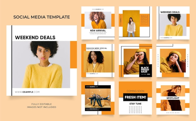 Social media template banner fashion sale promotion fully editable instagram and facebook square post frame puzzle organic sale poster