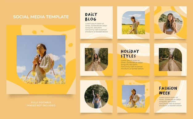 Social media template banner fashion sale promotion fully editable instagram and facebook square post frame puzzle organic sale poster