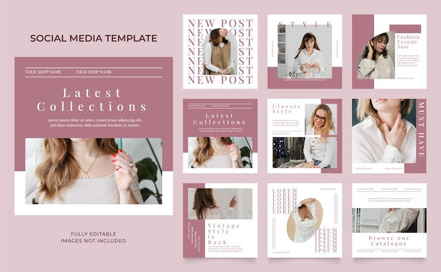 Social media template banner fashion sale promotion fully editable instagram and facebook square post frame puzzle organic sale poster