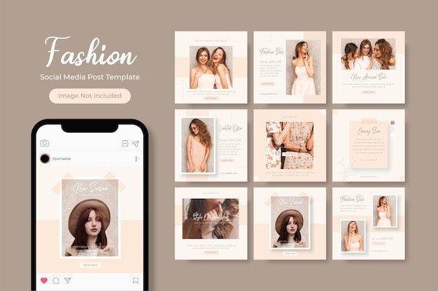 Social media template banner fashion sale promotion fully editable instagram square post frame