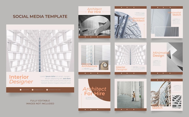 Social media template banner house architecture service promotion fully editable instagram and facebook square post frame puzzle organic sale poster