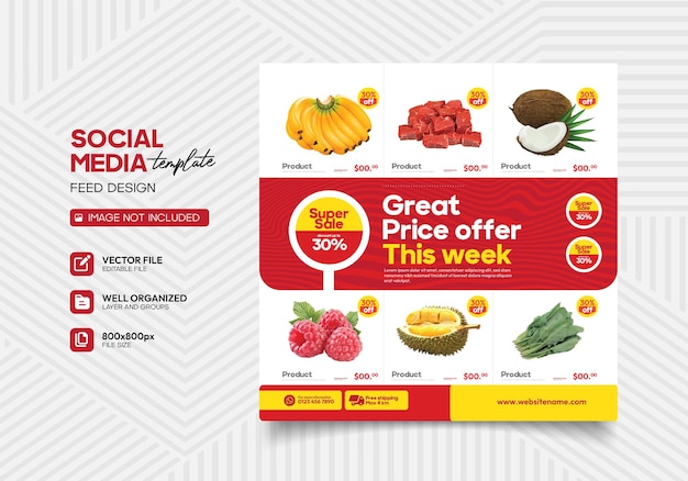 social media template design for discount product promotion