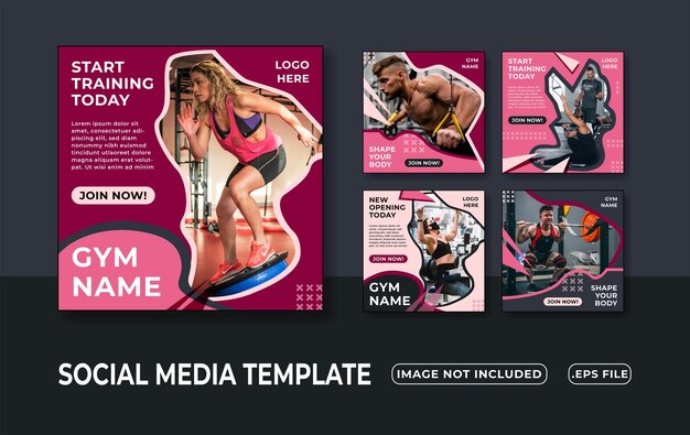 Vector social media template for fitnees sport start training today