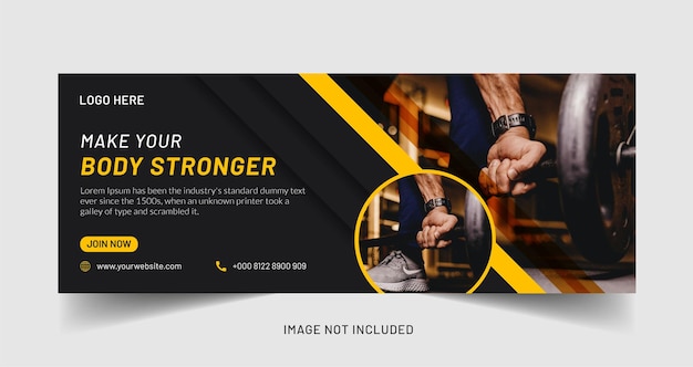 Social media template fitness or gym web banner design