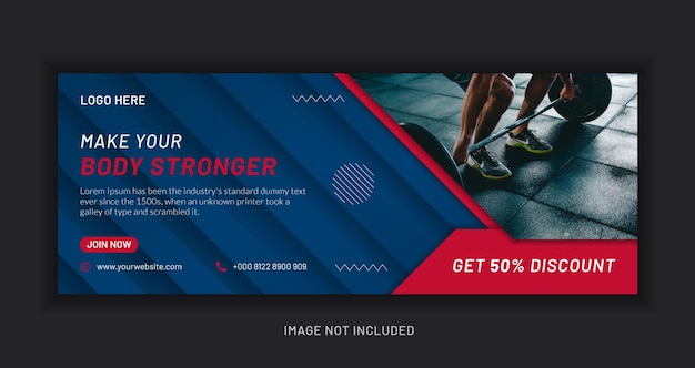 Social media template for fitness or gym web banner