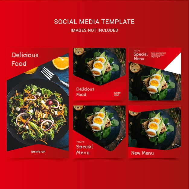 Social media template for food delicious menu culinary Modern simple Flyer Square post banner