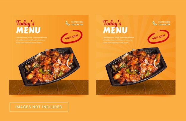 Social media template for food delicious menu culinary Modern simple Flyer Square post banner