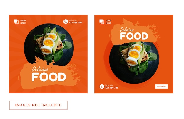 Social media template for food delicious menu Instagram post promotion ads banner flyer