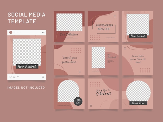 Social Media Template Liquid Element Fashion Feed Set