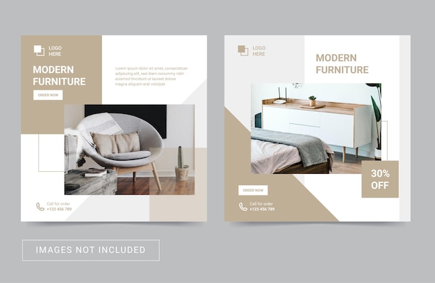 social media template post banner flyer instagram for modern interior furniture premium vector