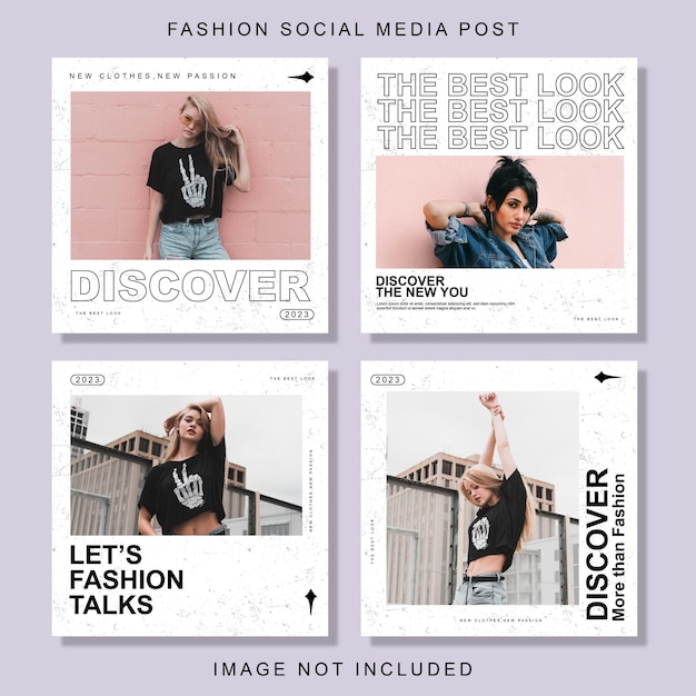 Social media template vector fashion and streetwear instagram posts collection